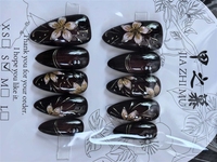JIAZHIMU Faux ongles réutilisables à presser style français, motifs fraise, poudre, sucre, peinture à l'huile, vente en gros