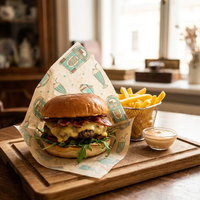 Papier alimentaire résistant à la chaleur, enduit de PE, imprimé en offset couleur personnalisée, écologique, biodégradable, imperméable et résistant à la graisse, pour hamburgers