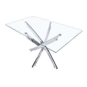 <span class=keywords><strong>Tavolo</strong></span> da Pranzo Moderno con Piano in Vetro Impermeabile e Gambe in Ferro per Ristoranti, Hotel e Uso Domestico - Product Image 2