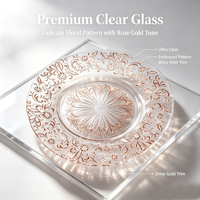 Assiettes de présentation modernes de style européen, en verre plaqué or gaufré, décorées à la main, pour fêtes et dîners de steak