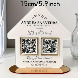 Letrero de Código QR Personalizado en Acrílico de 5mm/10mm, Corte de Texto/Base de Espejo, 2 Códigos Definibles, Exhibición para Tiendas, Recepción, Marca Empresarial - Product Image 6