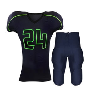 Vente en gros d'uniformes de football américain en maille 100% polyester, sublimation personnalisée, respirant, séchage rapide, col en V, logo personnalisé, OEM ODM - Product Image 1