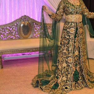 Élégant voile ATIYA LIBAS Lehenga Choli beau lourd Zardozi broderie acétate matériel longueur de plancher pour robe de mariée de fête - Product Image 4