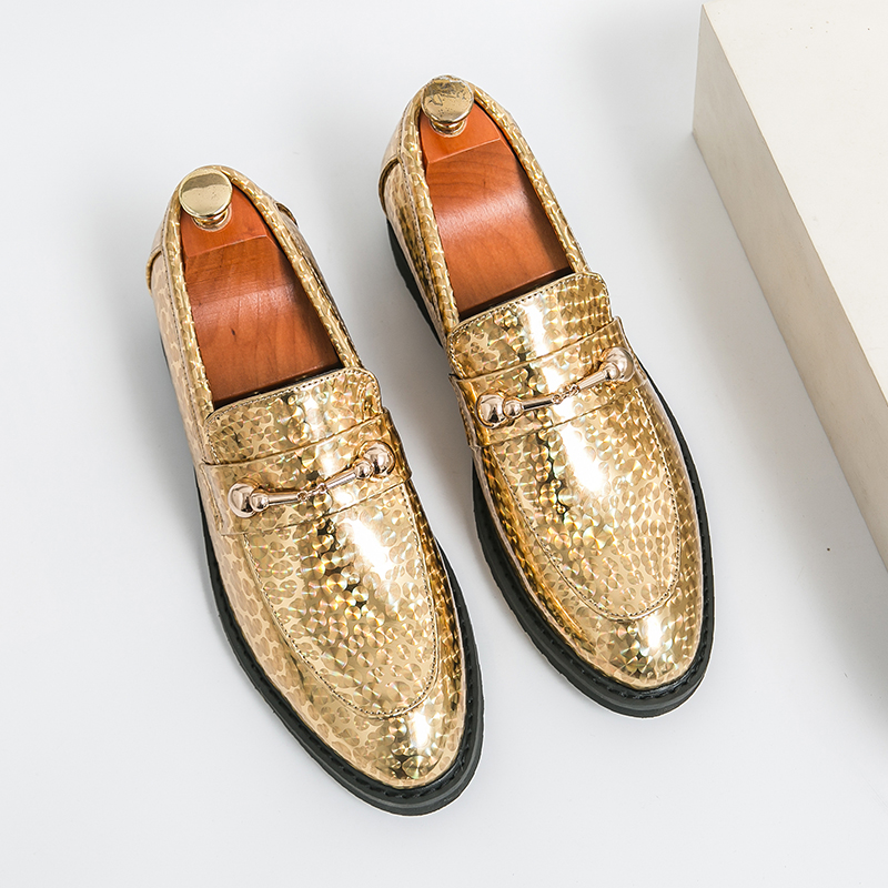 Shining Patent Leather Shoes Durable Blue Gold Pointed Toe Comfortable  Loafers Mens Dress Shoes Oxfords| Alibaba.com