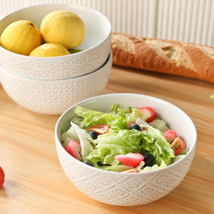 High-End 4-Piece Embossed Porcelain Bowl <b>Set</b> <b>6</b>-Inch 7-Inch Underglaze Colored Soup Bowls Eco-Friendly <b>for</b> Style Home - Product Image 1