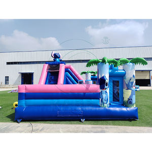 Aire de jeux gonflable commerciale, château gonflable bleu avec toboggan, structure de saut gonflable pour enfants - Product Image 4