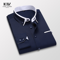Chemise Business à Manches Longues Homme, Style Coréen, Carreaux ou Unie, Coupe Slim Décontractée, Sans Repassage, Fine, Habillée, de Luxe, Formelle