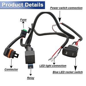 Sigorta ile Off-Road LED ışık konnektör aksesuarları için su geçirmez röle anahtarı kontrol kablo demeti - Product Image 2