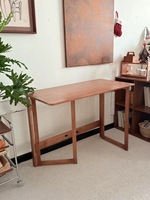 Bureau d'ordinateur pliable moderne en bois pour petits appartements, bureau autoportant avec design de table longue intégré, utilisation à domicile/au bureau