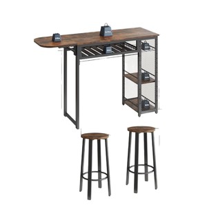 Custom-made cross-border foreign trade high counter <b>bar</b> <b>table</b>, home use wall-mounted wooden minimalist dining <b>table</b> and chair - Product Image 3