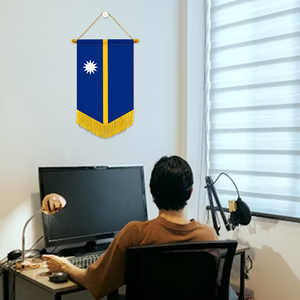 Drapeaux miniatures en gros pour voitures, décorations murales de Nauru, petits ornements suspendus en satin imprimé numériquement - Product Image 3