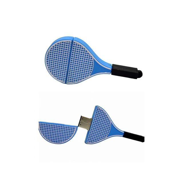 Beckon Custom Tennis Racket USB 2.0 Flash Drive 8GB PVC Pendrive with Logo for Sports Brand Promotions Tennis Academy Giveaways