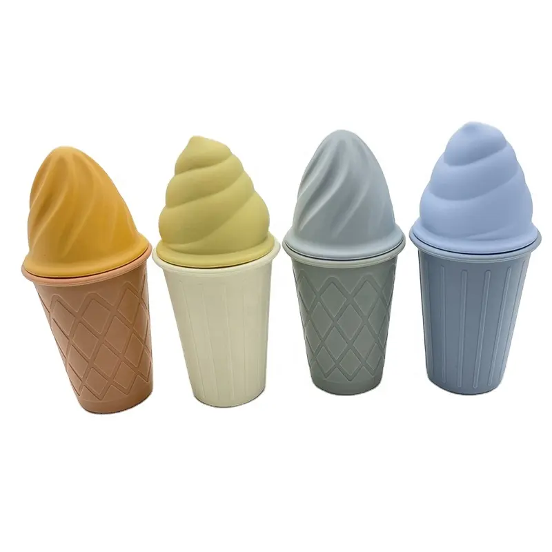 New BPA FREE Ice Cream Beach Toys Cool Summer, Silicone Ice Cream Sand Molds Sets, Kids Beach Sand Toys Set