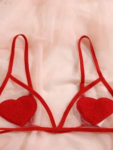 JSMANA CUstom Cheap <strong>Russian</strong> Lingerie Sheer Mesh Women's <strong>Sexy</strong> Heart Costume Female Underwear Two Piece <strong>Bra</strong> and Panties Thong Set