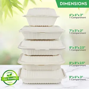 Dùng một lần tinh bột ngô ăn trưa hộp thực phẩm compostable phân hủy sinh học Takeaway bột bắp thực phẩm container