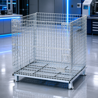 Conteneur de stockage pliable en fil métallique galvanisé ventilé, facile à nettoyer, cage à palettes en treillis soudé sur mesure pour l'industrie mécanique