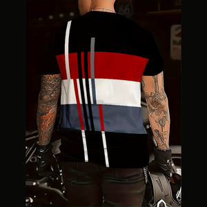 Camiseta de Verano para Hombre, de Cuello Redondo, Manga Corta, de Malla de Poliéster, Secado Rápido, Transpirable, con Contraste de Color, a la Moda - Product Image 2