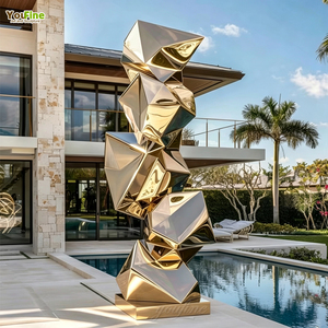 Sculpture abstraite en métal poli miroir sur mesure en acier inoxydable, moderne, pour extérieur, jardin, cour, villa, <span class=keywords><strong>piscine</strong></span>, <span class=keywords><strong>aménagement</strong></span> paysager - Product Image 1