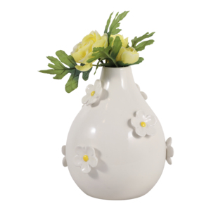 Vaso in Ceramica a Goccia con Dettagli Floreali in Rilievo per Soggiorno, Vaso Decorativo Boho per Fiori, Esposizione Domestica - Product Image 2