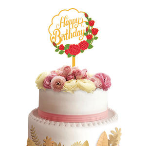 Décoration de gâteau en <span class=keywords><strong>fleurs</strong></span>, fournitures de décoration de gâteau d'anniversaire, impression de <span class=keywords><strong>fleurs</strong></span>, Toppers de gâteau en acrylique, vente en gros, <span class=keywords><strong>2023</strong></span> - Product Image 2