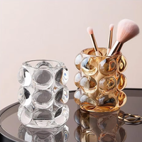Ensemble décoratif de bureau de style européen en verre cristal créatif, porte-bougies, porte-stylos et organiseur de pinceaux de maquillage, vente en gros