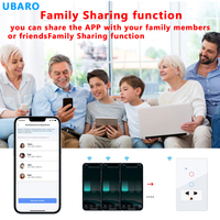 Interruptor Inteligente WiFi UBARO Smart Life de 2 Canales, Panel Táctil de Vidrio Templado, Control por Voz (Alexa/Google Home), Material de PC Ignífugo