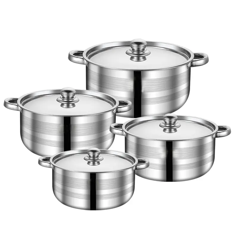 Kitchenware Stainless Steel Pots And Pans Set Home Stock Pots And Pans Combination Cooking Cookware Pots And Pans Set