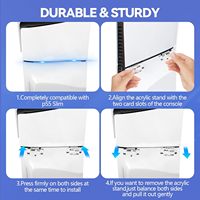 Support horizontal pour console PS5 Slim Pro, compatible avec PlayStation 5 Pro édition disque, support en acrylique transparent pour l'affichage