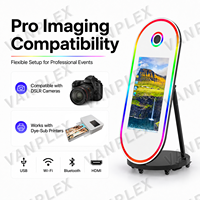 Machine de photomaton ovale 60 pouces avec écran tactile HD 32 pouces, imprimante DSLR tout-en-un, miroir magique pour location d'événements et de fêtes