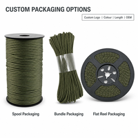 Cordon de parachute tressé en nylon polyester 550 Type III 4 mm personnalisé, vente en gros, fabricant OEM, bracelet de survie