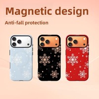 Coque de téléphone portable 2-en-1 avec motif flocon de neige et animaux pour iPhone 17 Pro, 16 Pro Max, et 15 Pro, avec fixation magnétique givrée, Nouveauté Printemps