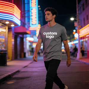 T-shirt en coton tricoté 100% délavé à l'acide, sérigraphié, 250g, respirant, style streetwear avec logo frontal pour homme - Product Image 1