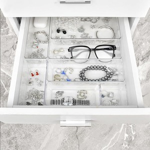 <b>Clear</b> Acrylic Drawer Organizer Set Stackable Non Slip <b>Storage</b> Trays Transparent Sundries <b>Containers</b> for Kitchen Bathroom Bedroom - Product Image 4