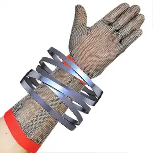 Custom Luvas Metal Acogueiro Long Level 9 Cut Resistant Stainless Steel Mesh Chainmail Gloves For Butcher