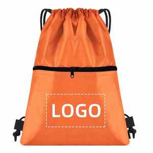 High Quality <b>Waterproof</b> Polyester Zip <b>Drawstring</b> <b>Bag</b> Can Be Customised logo Sports <b>Drawstring</b> <b>Bags</b> - Product Image 2