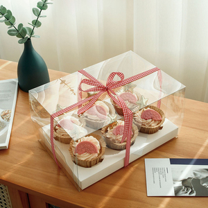 Wholesale Various Sizes Transparent Paper Cupcake Container Clear Cupcake Box Cup Cake Boxes In Bulk Cupcakes Box 2 4 6 12 Holes