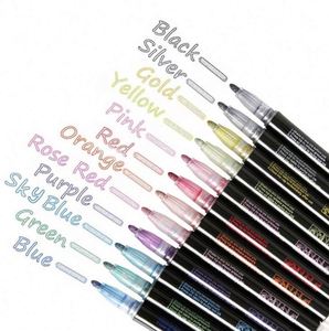 12 Colors Double Line Doodle Dazzle DIY Shimmer Marker <b>Pens</b> - Product Image 1