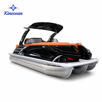 Bateau ponton en aluminium de luxe de 22 pieds - Ponton de fête à 3 tubes pour 12 personnes, homologué CE, moteur et remorque en option