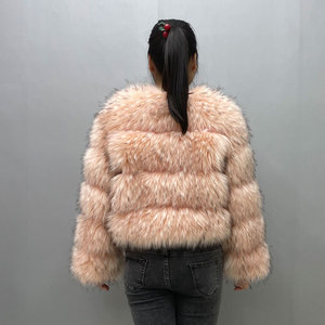 Veste d'hiver en fourrure pour femme, manteau à manches longues, col rond, de haute qualité, épais et chaud, Faux raton laveur, chien, renard, court, nouvelle collection - Product Image 5