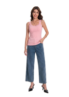 Débardeur Femme Décontracté à Bretelles Fines, Col Rond, Côtelé, Sans Manches, Doux, Extensible, Écologique, pour Superposition