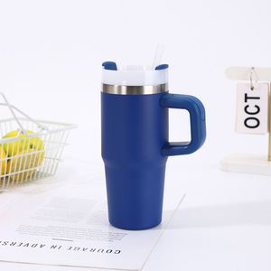 Travel Car Handle <b>Mug</b> 14oz Tumbler Vacuum Insulated Double Wall Stainless Lid Straw Anti-Slip Base - Product Image 4