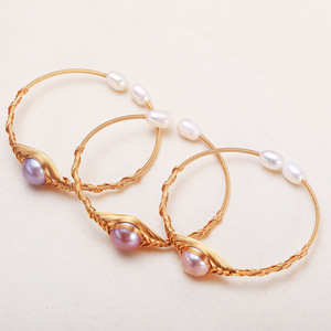 Handmade Freshwater Colored Real <b>Pearl</b> Winding <b>Bracelets</b> <b>for</b> <b>Women</b> Manufacturer's Direct Supply Simple Opening Bangle - Product Image 2