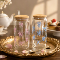 Effacer Givré Sublimation Blancs Verre Mason Jar Bière Peut Tasse En Verre Avec Couvercle En Bambou et Paille