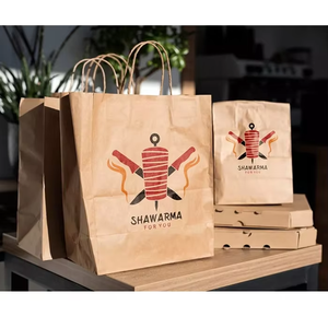 Reciclable eco logotipo personalizado kebab restaurante comida tekeout Shawarma pan pita entrega para llevar artesanía marrón bolsa de papel Kraft - Product Image 1