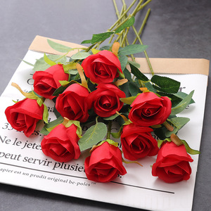 Flores artificiales de una sola rosa de seda al por mayor para decoración del hogar, Navidad, graduación, fiesta de Halloween, suministros - Product Image 3