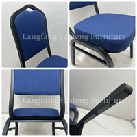 Chaise de banquet empilable de haute qualité au design moderne, avec structure en métal et pieds en fer, revêtement en tissu, pour usage commercial et hôtelier