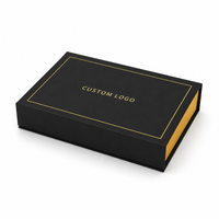 Boîte cadeau pliable en carton rigide noir mat de luxe avec logo personnalisé de qualité supérieure, fermeture magnétique, vide
