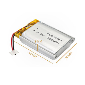 סוללת ליתיום פולימר בהתאמה אישית 802540 850 מיליאמפר/שעה 3.7 וולט, תאי ליתיום יון, סוללות נטענות, סוללות ליפו - Product Image 3