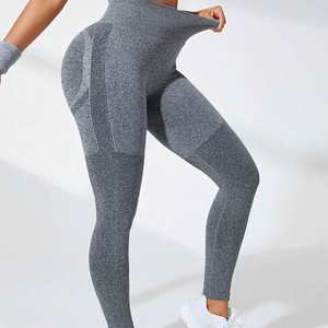 Pantalon de yoga à haute élasticité pour femmes sans couture Long Fitness 'Smile' Print Gym Collants personnalisés respirants bas pour l'été - Product Image 3