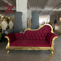 Canapé 3 places ZKAI, prix d'usine, blanc et or royal, pour événements de mariage, chaise trône pour les mariés